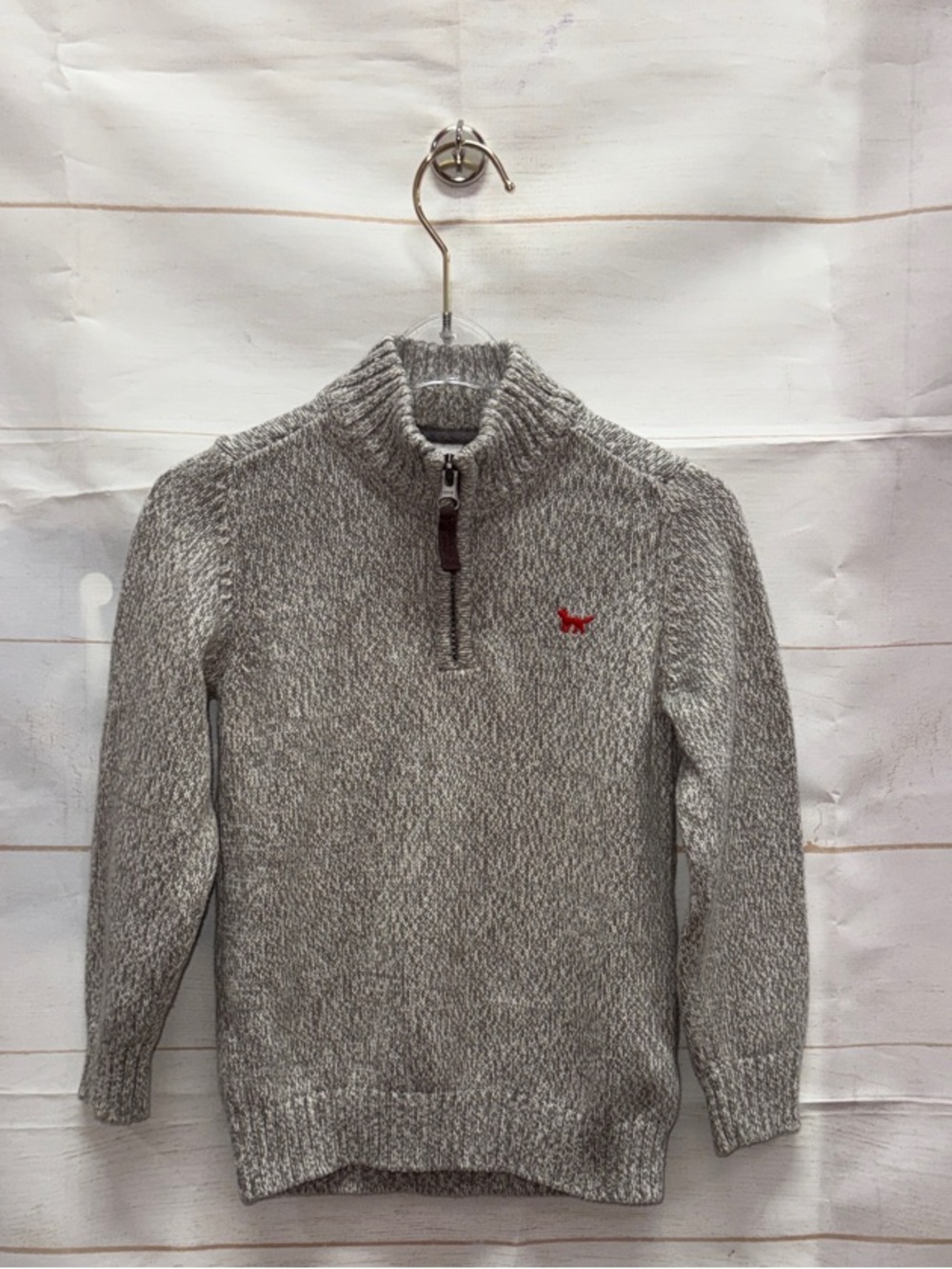 Carters Gray Half-Zip Sweater with Red Logo